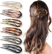 6PCS French Hair Pins for Women, French Pins Hair, Large Hair Styling Pins for Thin Thick Hair, Unique 3 Internal Teeth Hair Sticks（leopard print）