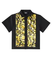 [Versace Kids] Versace Kids Barocco paneled jersey shirt Y 14 black