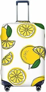 [CADREWY] Lemon Fruit Pattern Print Travel Suitcase Cover Luggage Protector with Elastic Anti Scratch for Carry On, Black, Large