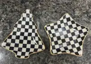 Mackenzie Childs Courtly Check Trinket Trays, Star & Tree Set of 2 NEW