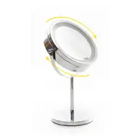在飛比找momo購物網優惠-【AT.居家收納】雙面放大LED補光桌鏡(化妝鏡 美妝鏡 梳