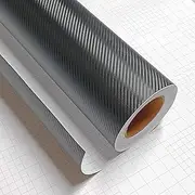 Silver 3D Carbon Fiber Film Twill Weave Vinyl Sheet Roll Wrap 24" X 60" Black