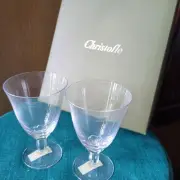 Christofle Wine Glasses, Set of 2 Height 13.3cm Elegant Design New, unused Japan