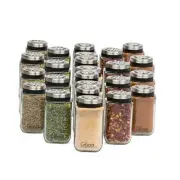Adjustable Glass Spice Jars- Set of Premium Seasoning Shaker Rub Container 24