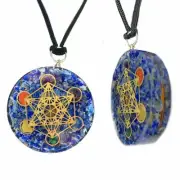 Metatron Cube Lapis Lazuli Orgonite Pendant Orgone Reiki Dual Side Coil Necklace