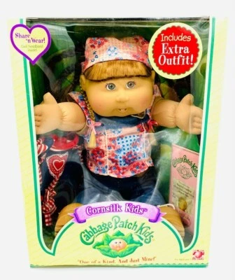 Cabbage Patch Kids Cornsilk Kids-Brown Hair-Green Eyes -with Extra Out-in Box