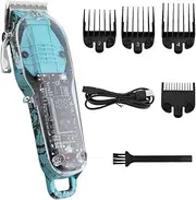 Blue,Professional Cordless Hair Clippers for Men, Professional Hair Cutting Trimmer with LED Display, Rechargeable Barber Clippers for Barbers & Home Use - 4 Limiting Combs