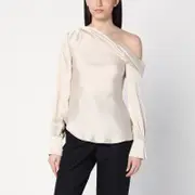 [SIMKHAI] Alice blouse in champagne coloured shiny satin M Beige