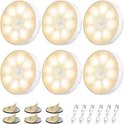 Electight 8 LEDs Motion Sensor Light Indoor, 6 Pack Night Light USB Rechargeable, 3 Light Modes & 400 mAh Battery, Cordless Magnetic Sticker Nightlight for Stairs, Closet, Hallway - 3000K Warm White