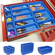 [KeFanta] 42 Pack Tool Box Organizer Tool Tray Dividers, Rolling Tool Chest Cart Cabinet Workbench Desk Drawer Organization and Storage for Hardware, Parts, Screws, Nuts, Small Tools Organization(Blue)