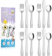 VITEVER 12-Piece Toddler Utensils, Stainless Steel Kids Silverware Set, Children Safe Forks, Spoons and Knives - Mirror Polished, Dishwasher Safe