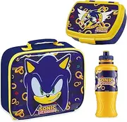 SONIC THE HEDGEHOG Kids Lunch Box 3 Piece Set Insulated Lunch Bag Snack Box 430ml Water Bottle BPA Free School Travel Official Merchandise