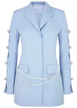 Mach & Mach Embellished Cut-out Wool Mini Blazer Dress - Blue - 40 (UK12 / M) 40 (UK12 / M)