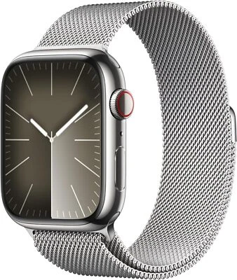 Apple Watch S9 (GPS + LTE) 45MM Silver Stainless Steel Case Silver Milanese Loop