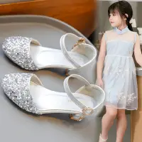 在飛比找蝦皮購物優惠-現貨女童涼鞋 兒童高跟鞋 女童包頭涼鞋 新款韓版中大童水鑽涼