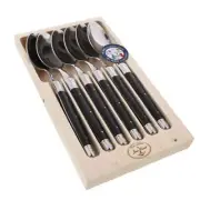 Jean Dubost Laguiole Maison Black 6 piece Table Spoon Set 1.5mm