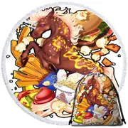 Junk Food Fast Food Funny Unicorn Round Beach Towel