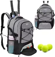 Tennis Backpack for Men Women-Large Tennis Racket Bag with Shoe Compartment Grey