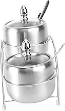 WATIIFUFU Stainless Steel Seasoning Jar Set 3 Jar Rack European Style Condiment Container Tray