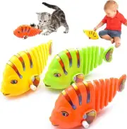 3PCS Clockwork Swinging Cartoon Fish Toys, Plastic Wind-Up Wiggle Toys,...