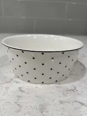 PAW PRINT & DOTS Fido's Diner Stoneware 5” Pet Bowl Dish White Dog Cat Black Dot