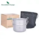 Titanium Steam Pot Compact Food Steamer Pan Camping Soup Pot Outdoor Cookware