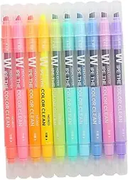 MINAOLULUS 10Pcs Double Ended Highlighter Marker Erasable Pastel Pens for Students Smooth Writing Stationery for Note Taking Journaling School Supplies