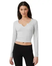 Cotton:On Women's Willa Waffle Long Sleeve Top Shirt Grey Marle Size Small NEW