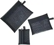 [NOLITOY] 3pcs Small Zipper Pouch Document Pouch Zippered Pouches for Organization Mesh Makeup Bags Mesh Pouch Sanitarys Pad Pouch Mesh Bags Mesh Stationery Bag Zip File Bag Nylon Mesh Black