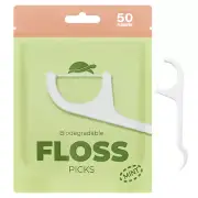 Sea Turtle Dental Floss Picks - Corn Starch Handle - Mint (50 Pack)
