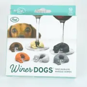 FRED Set of 6 Dachshund WINER DOGS WINE GLASS MARKERS Wiener Dog WINE CHARMS