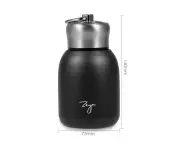 Water Bottle Stainless Steel Matte 300ml Vacuum Insulated Small Water Bottle for Kid Lid with Hook - Black