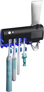 Labymos Toothbrush Sanitizer Holders with UV Rays Sterilization Rechargeable Solar-Power Automatic Toothpaste Dispenser Wall Mount Toothbrush Organizer