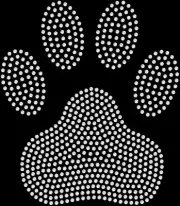 Rhinestone Bling Sparkle Iron On Transfer DIY Dog Paw Crystal White Clear