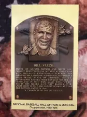 Bill Veeck Postcard- Baseball Hall of Fame Induction Plaque -Cooperstown Photo