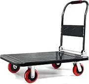 Platform Trucks Folding Platform Truck with Plastic Panel Metal Handle Silent Wheels Moving Push Cart for Warehouse Garage Large Load Capacity Platform Cart