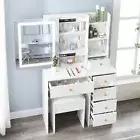 White Dressing Table Make up Desk Set with 6 Drawers and Stool Vanity LED Mirror