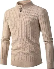 [JEShifangjiusu] Men's Quarter Zip Sweater Slim Fit Casual Knitted Turtleneck Pullover Long Sleeve Mock Neck Sweaters