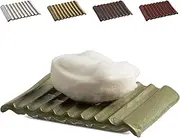 Soap Holder Soap Dish, Ceramic Soap Saver Bar Soap Tray Non-Slip Bathroom Accessories for Soap, Sponges, Scrubber, Razor, Green