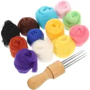 HOODANCOS Handmade Wool Felt Kit Needle Felting Craft Materials for Boys and Girls Adults 12 Colors Random