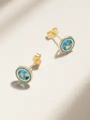 [Alison Lou] Alison Lou - Madison 14-karat Gold, Laboratory-grown Topaz And Enamel Earrings - Blue - One size One size Blue
