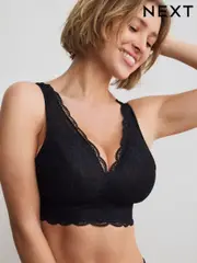 Black Total Support Lace Non Wire Bra (E60122) | $49