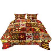 Yellow to Red Aztec Pattern Coverlet