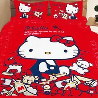 在飛比找蝦皮商城優惠-HELLO KITTY 我的遊戲房 亮紅 單人 雙人 床包組