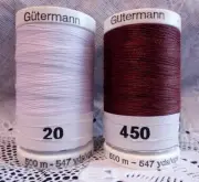NEW White & Maroon GUTERMANN 100% polyester sew-all thread 547 yards Spools
