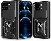 Compatible with Google Pixel 9 Pro Fold Case,Slide Lens Car Mount Magnetic,Compatible with Google Pixel 9 Pro Fold 5G GGH2X GC15S Kickstand 2 in 1 Phone Case Black