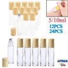 Up 24pcs 5/10ml Glass Roll on Bottles Perfume Essential Oils Roller Ball PP Wood