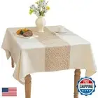 UWWGKK Linen Tablecloths for Square Tables, Waterproof Tablecloth Advanced Wa