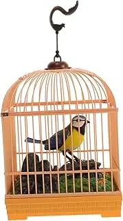 Milisten Realistic Singing Chirping Bird in Decorative Cage Battery Operated Sound Activated Pet for All Ages Compact Portable Birdcage Design for Family Fun and Entertainment