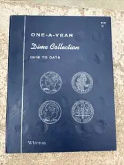 One A Year Dime Collection 1916 to Date Blue Whitman Folder #9103